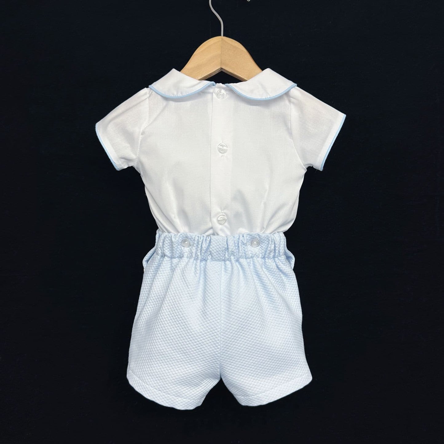 *SALE* Baby Boy Blue Shorts with Smocked Shirt "MYD2336"