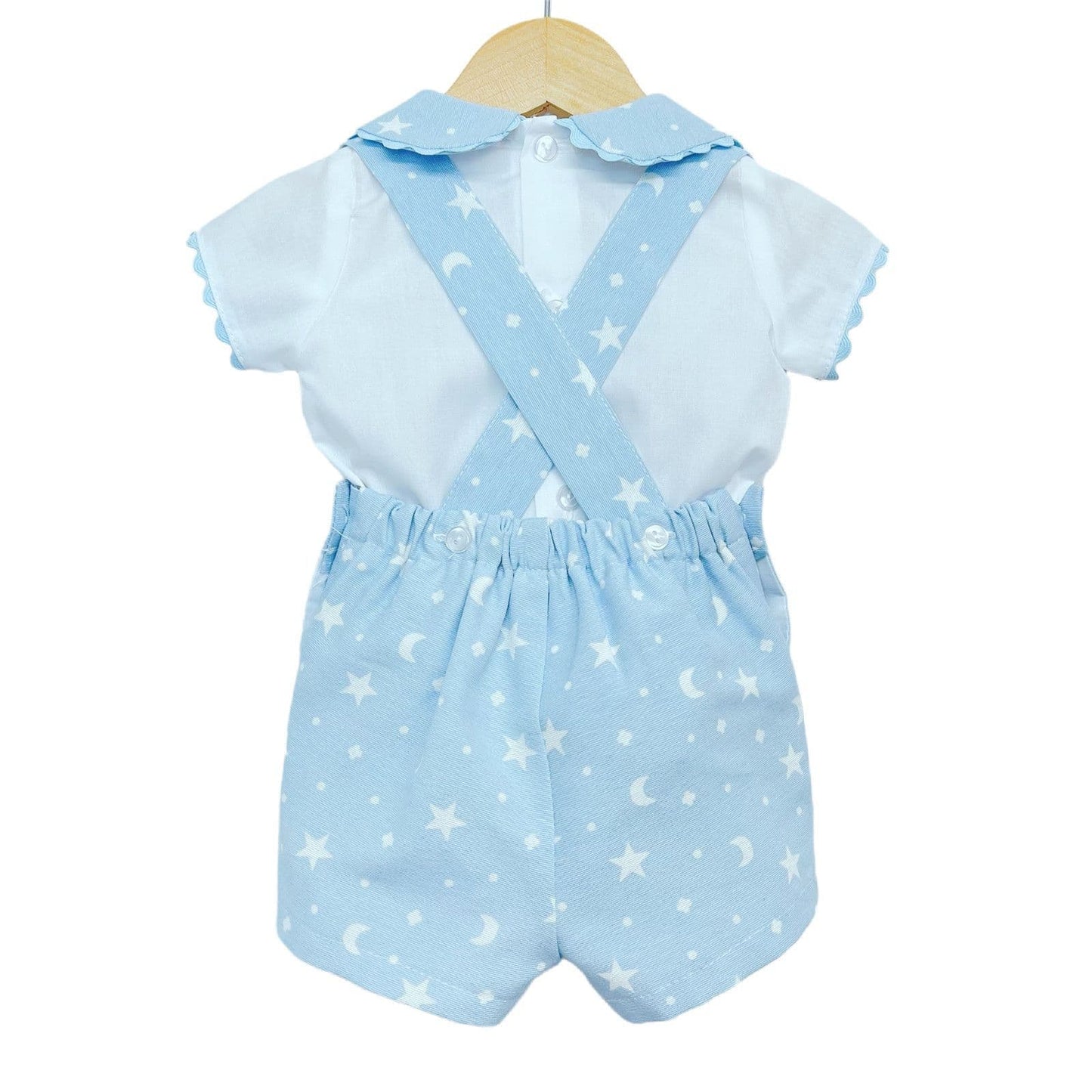 *SALE* Baby Boy Blue Star Print H Strap Dungaree with Shirt "MYD2237"
