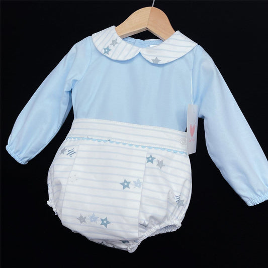 *SALE* Baby Boy Blue Star Print Shorts with Collar Shirt "LM154"