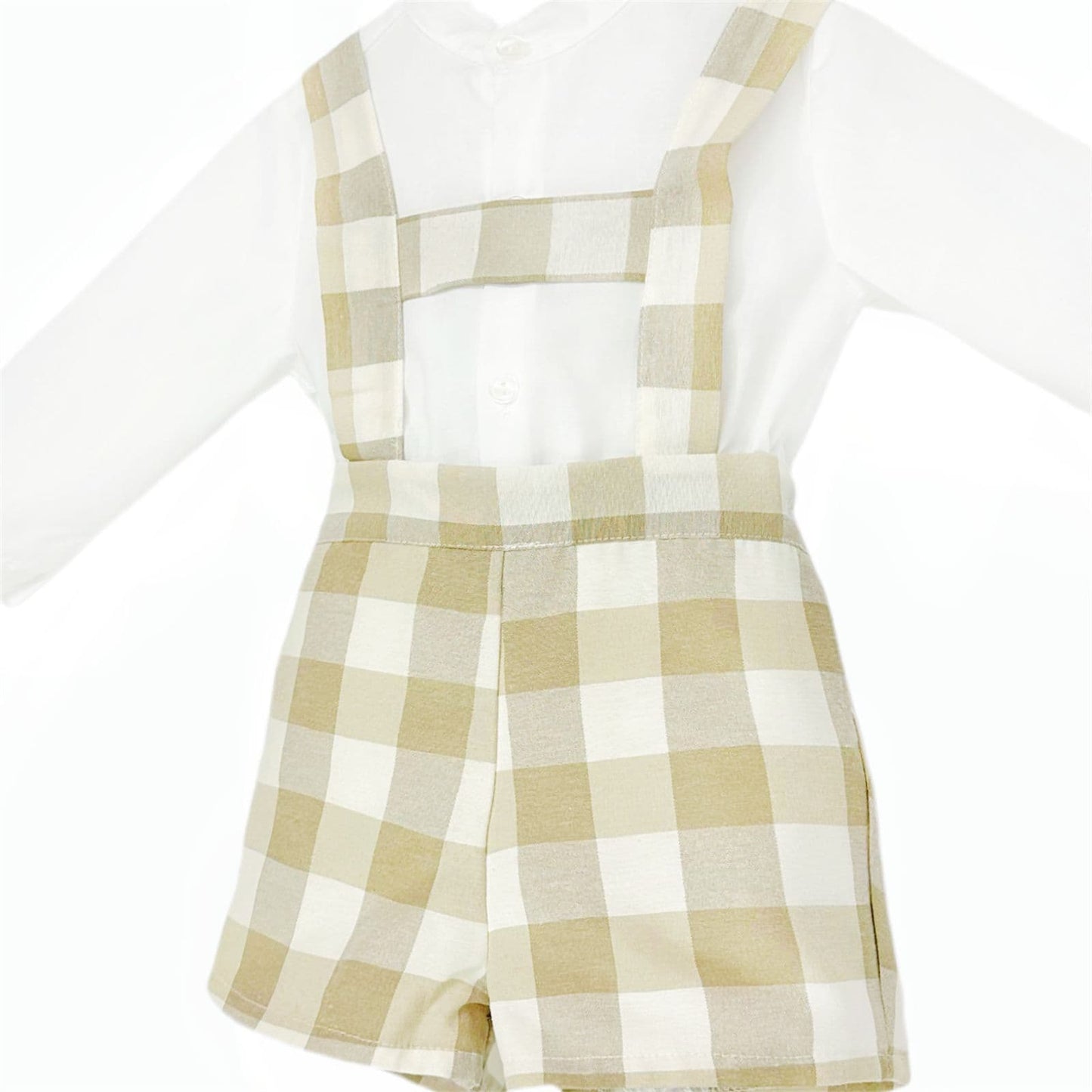 *SALE* Baby Boy Camel Checked Dungaree with Shirt "MYDB2480C"