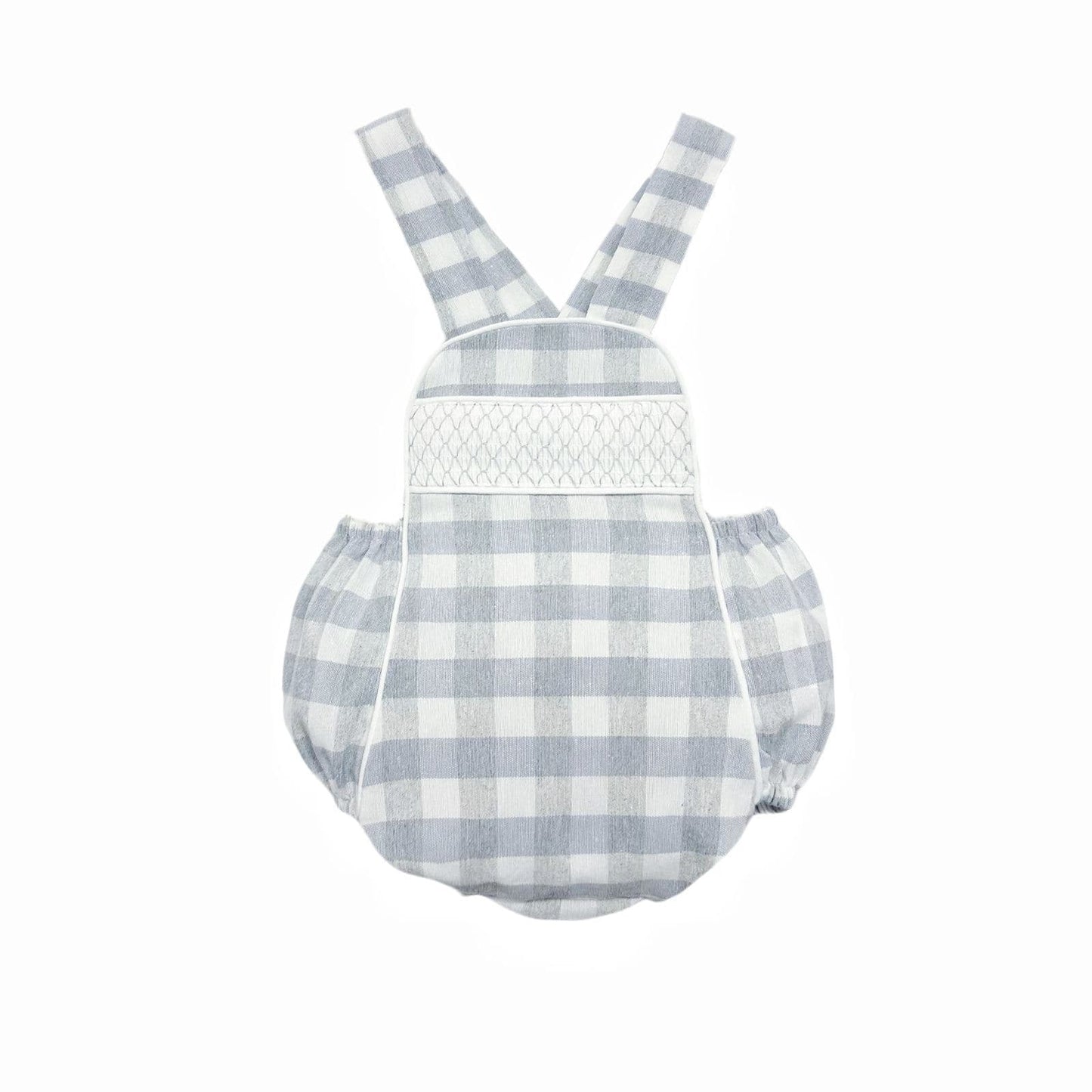 *SALE* Baby Boy Grey Check Smocked Romper with Top "MYD2449G"