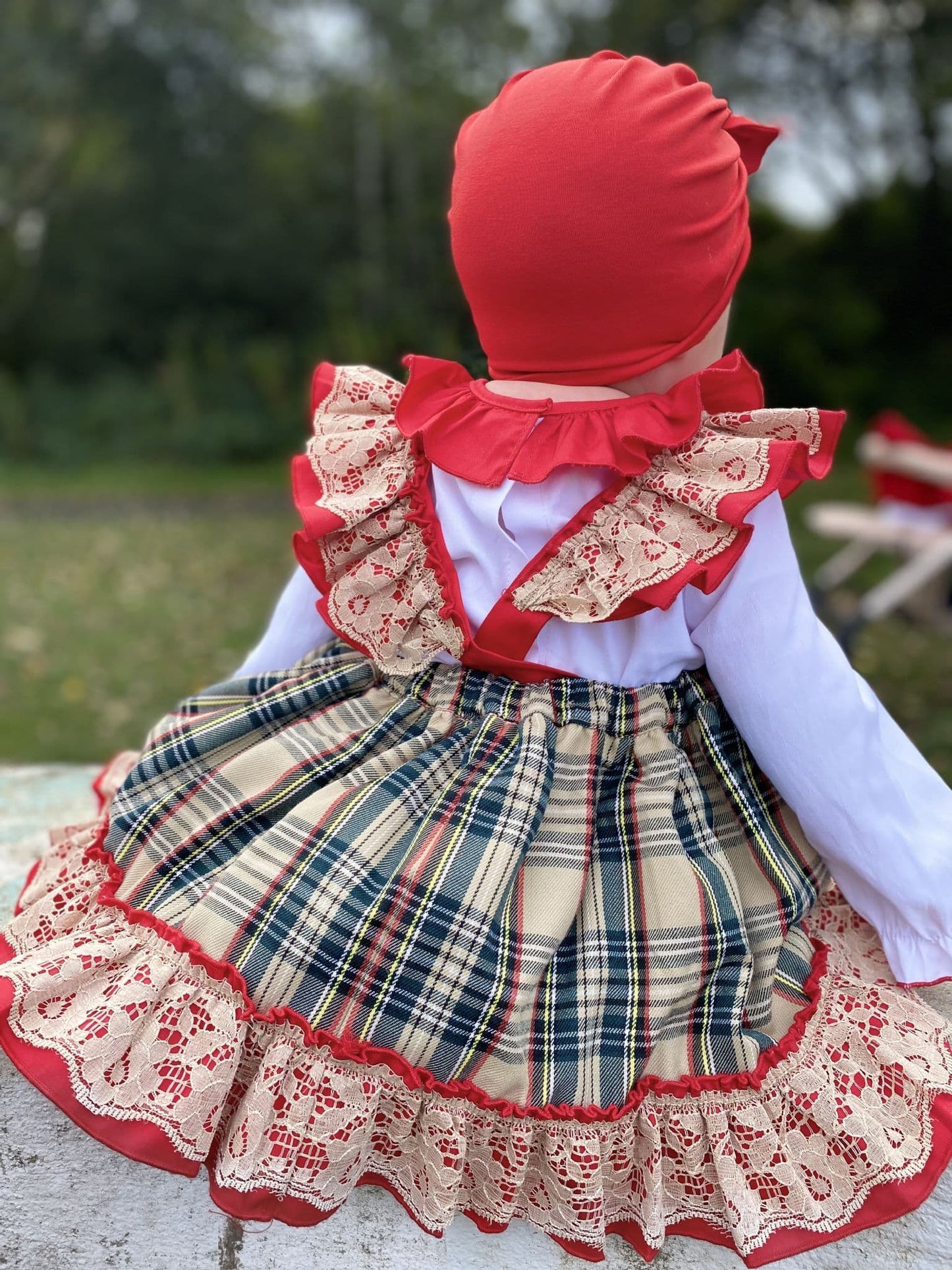 *SALE* Baby Girl Beige Tartan Pinafore with Blouse "2161 Beige"