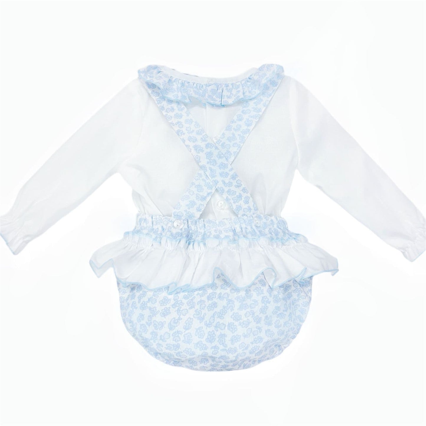 *SALE* Baby Girl Blue Floral Smocked Romper with Shirt "MYDB2477B"