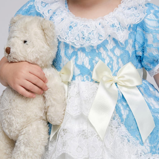 *SALE* Baby Girl Blue Lace Puff Ball Dress "2409 Blue"