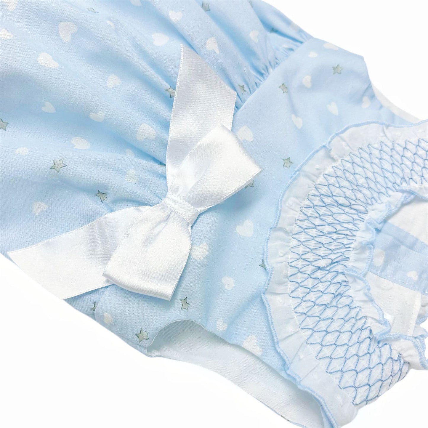 *SALE* Baby Girl Blue Smocked Collar Romper "MYD2419"