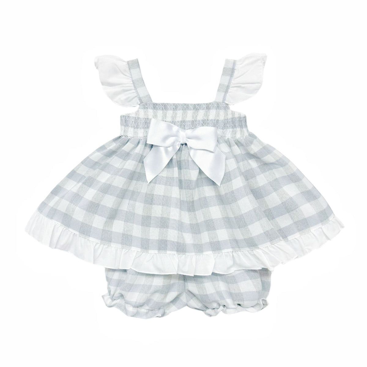 *SALE* Baby Girl Grey Smocked Sun Dress with Knickers "MYD2430G"