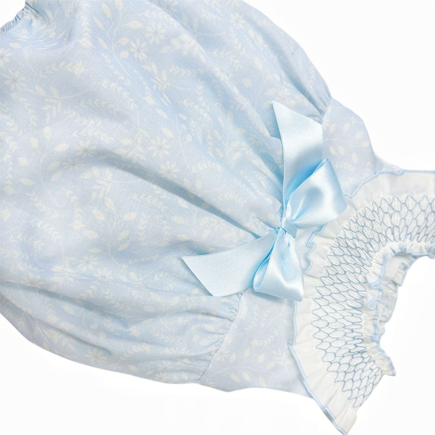 *SALE* Baby Girl Pale Blue Floral Smocked Collar Romper "MYD2479"