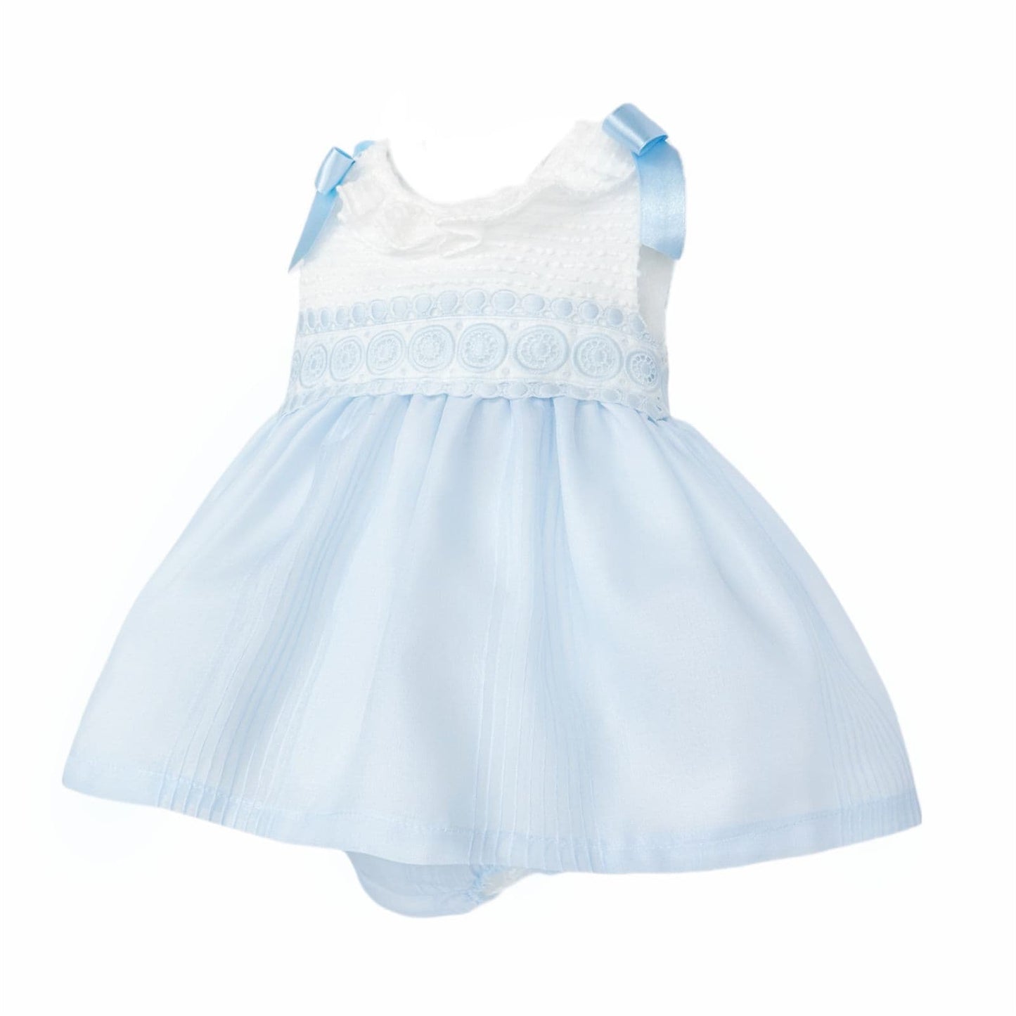 *SALE* Baby Girl Pale Blue Shoulder Bow Dress with Pants "MYD25060"