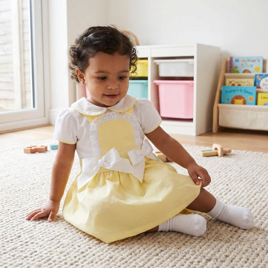 *SALE* Baby Girl Pale Yellow Pinafore Dress with bodysuit "MYD2322Y"