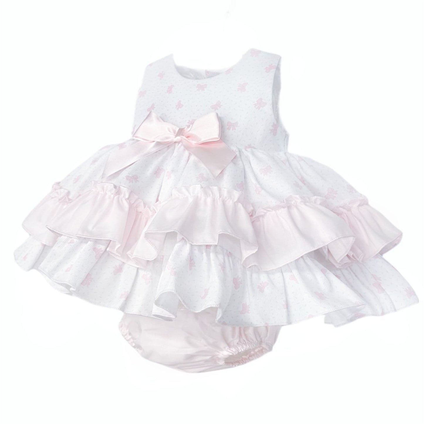 *SALE* Baby Girl Pink Bow Print Puff Ball Dress with Pants "MYD25024"