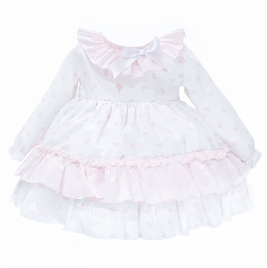 *SALE* Baby Girl Pink Bow Print Puff Ball Dress with Pants "MYD25214"
