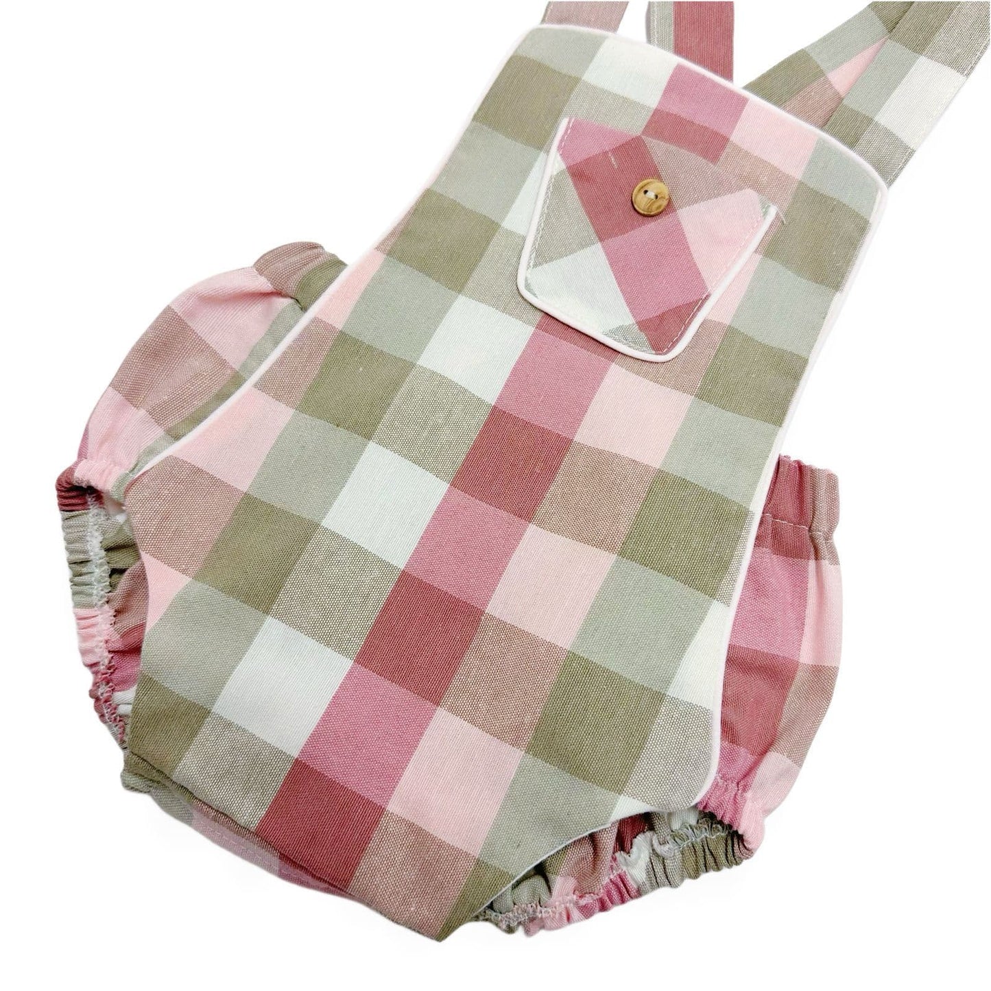 *SALE* Baby Girl Pink Checked Cotton Romper with Top "MYD2462P"