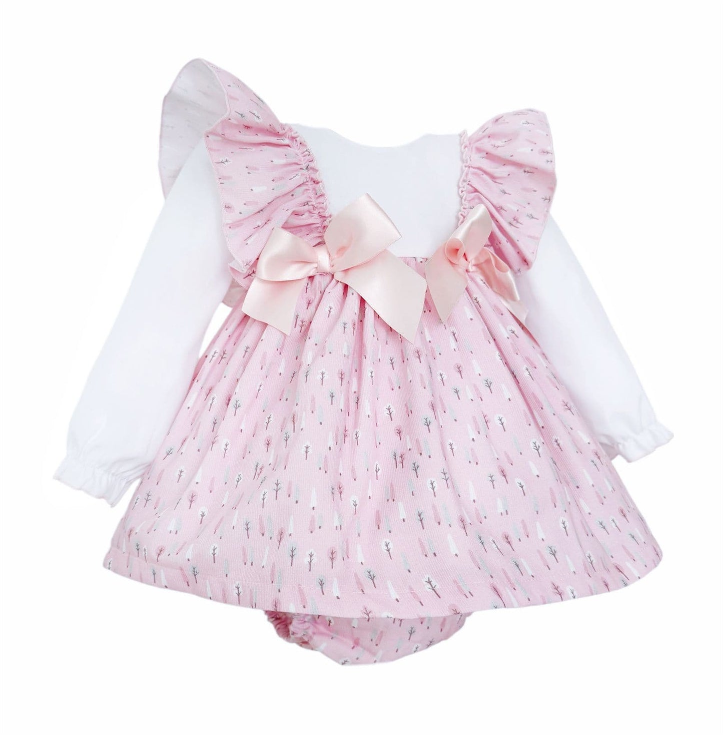 SALE" Baby Girl Pink Cotton Frilly Shoulder Dress with Pants "MYD25224
