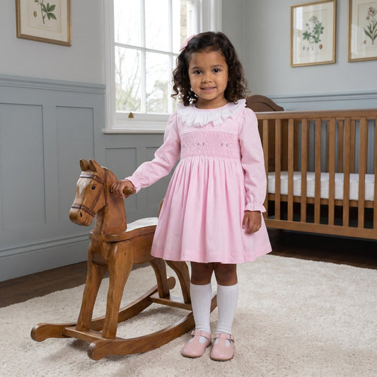 *SALE* Baby Girl Pink Cotton Hand Smocked Dress "2429"