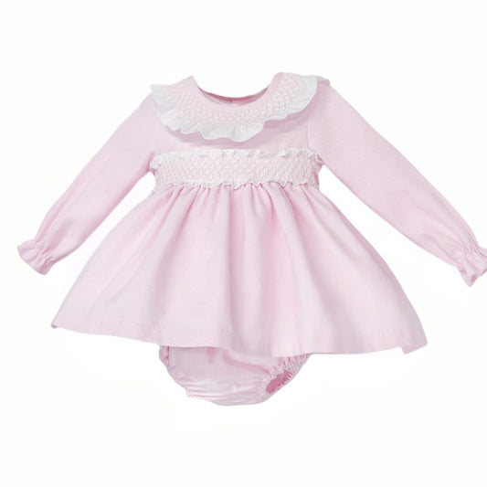 *SALE* Baby Girl Pink Cotton Puff Ball Smock Dress with Pants "MYD25243"