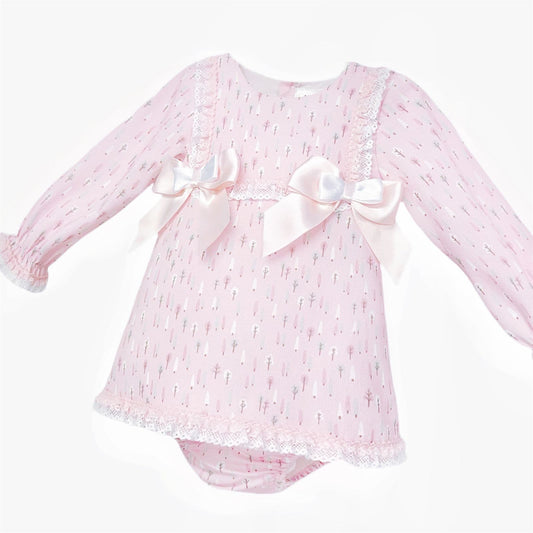 *SALE* Baby Girl Pink Floral A Line Cotton Dress with Pants "MYD25223"
