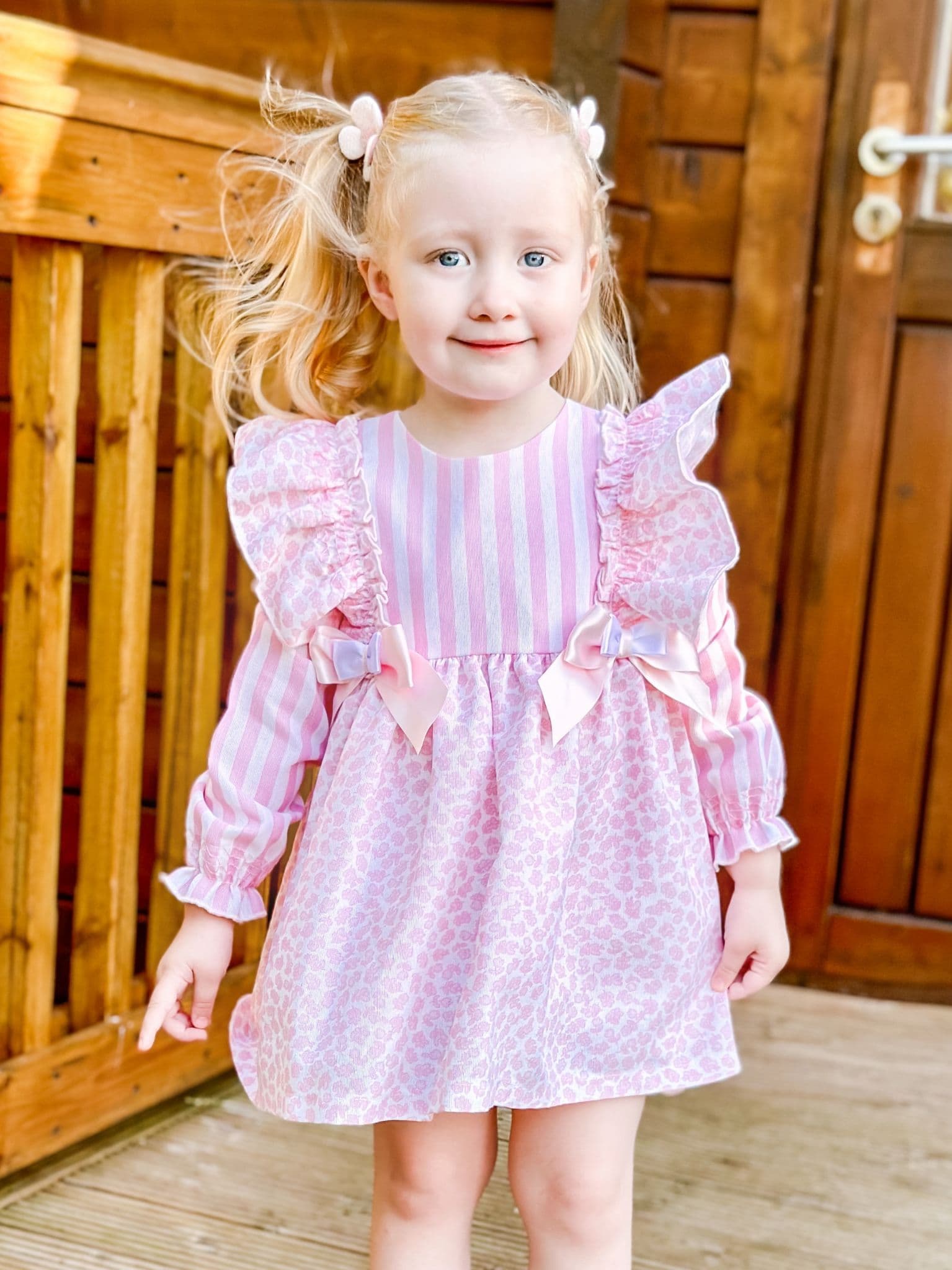 Baby Girls Pink Floral Ruffle Dress Set