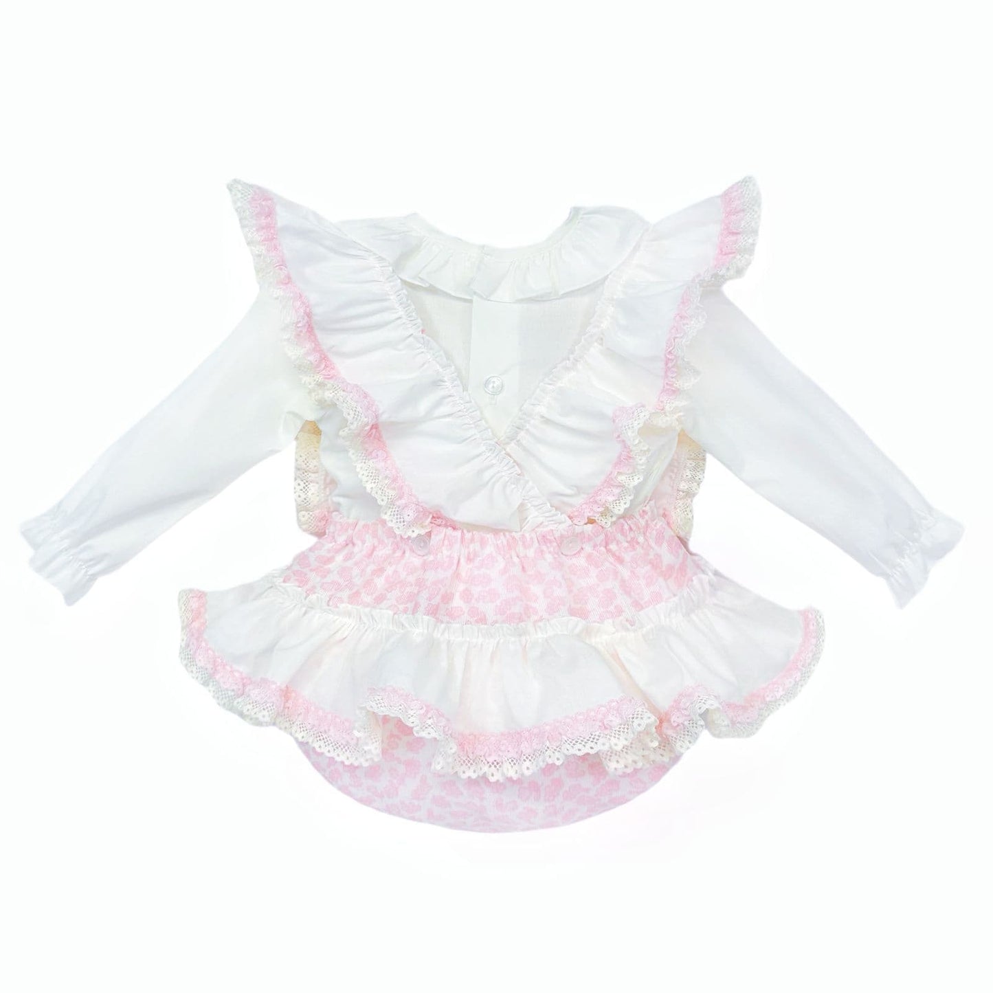 *SALE* Baby Girl Pink Floral Frilly Shoulder Romper with Shirt "MYDC2456"