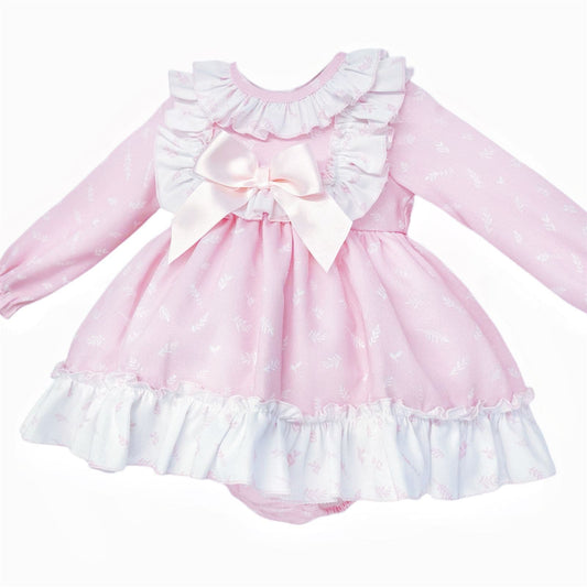 *SALE* Baby Girl Pink Floral Print Puff Ball Dress with Pants "MYD25205"