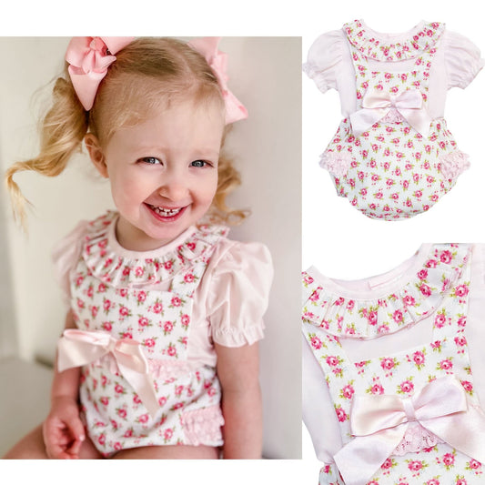 *SALE* Baby Girl Pink Floral Romper with Shirt "MYD2453"