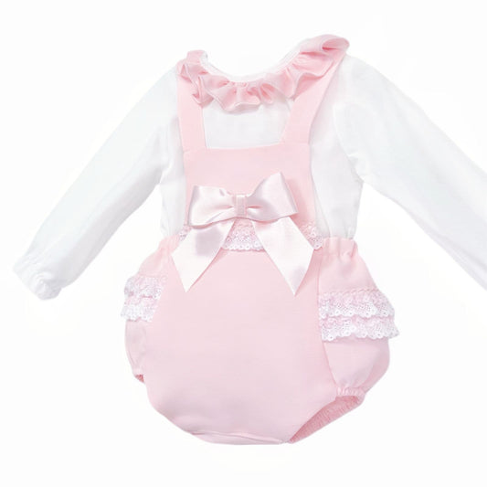 *SALE* Baby Girl Pink Frilly Back Romper with Shirt "MYDC2457"