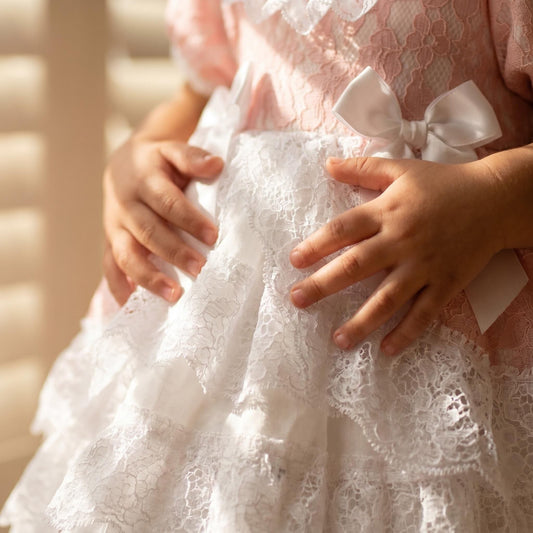 *SALE* Baby Girl Pink Lace Puff Ball Dress "2409 Pink"
