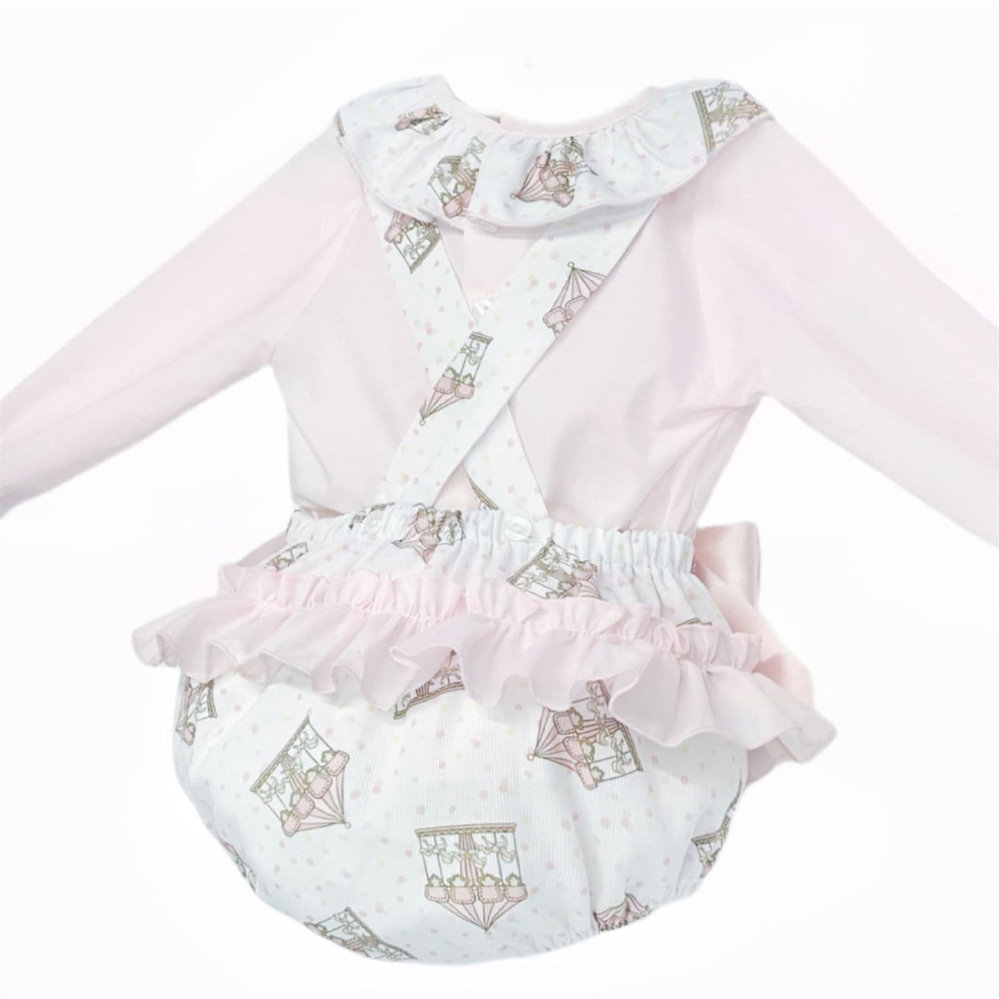 *SALE* Baby Girl Pink Print Frilly Bottom Romper with Shirt "MYD25211"