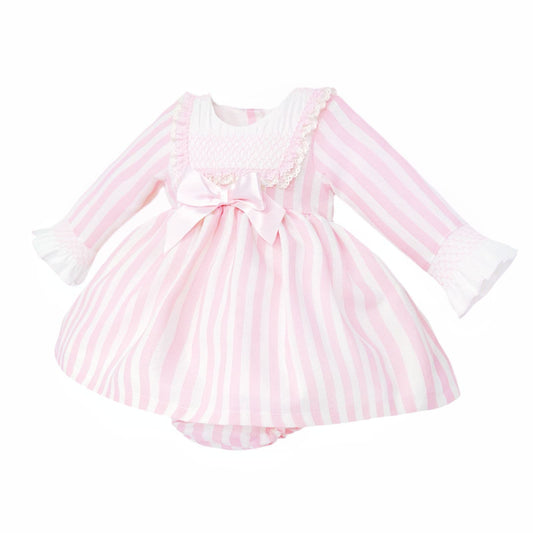 *SALE* Baby Girl Pink Stripe Smocked Front Dress with Pants "MYDC2460"