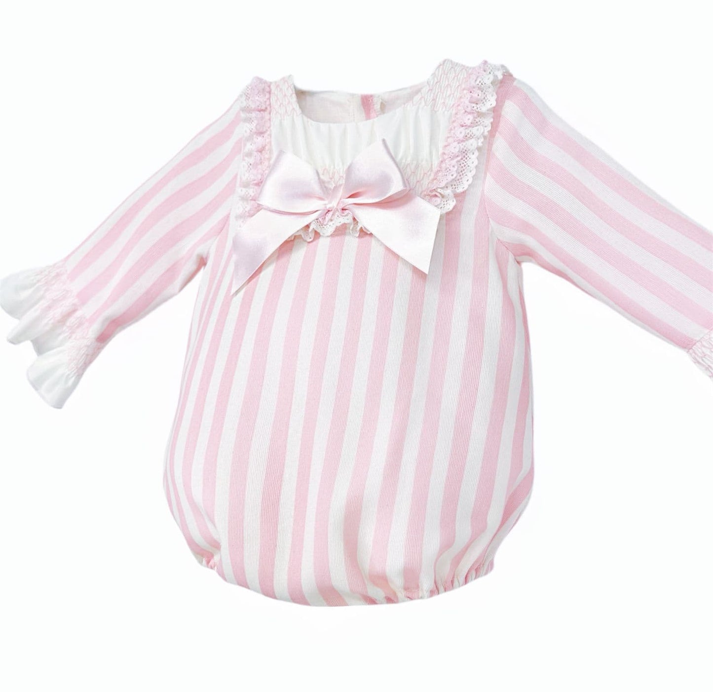 *SALE* Baby Girl Pink Stripe Smocked Romper "MYDC2459"