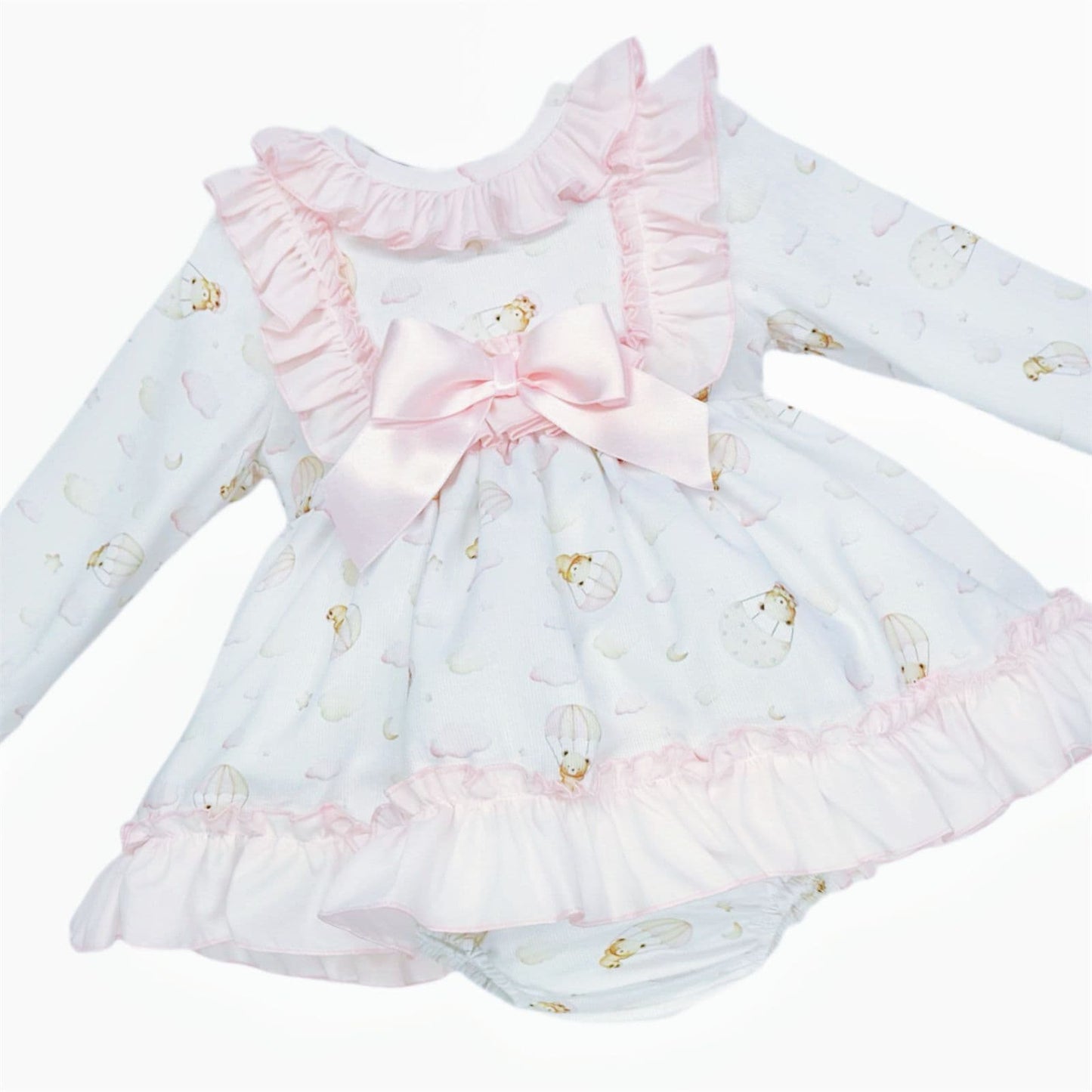 *SALE* Baby Girl Pink Teddy Print Puff Ball Dress "MYD25201"