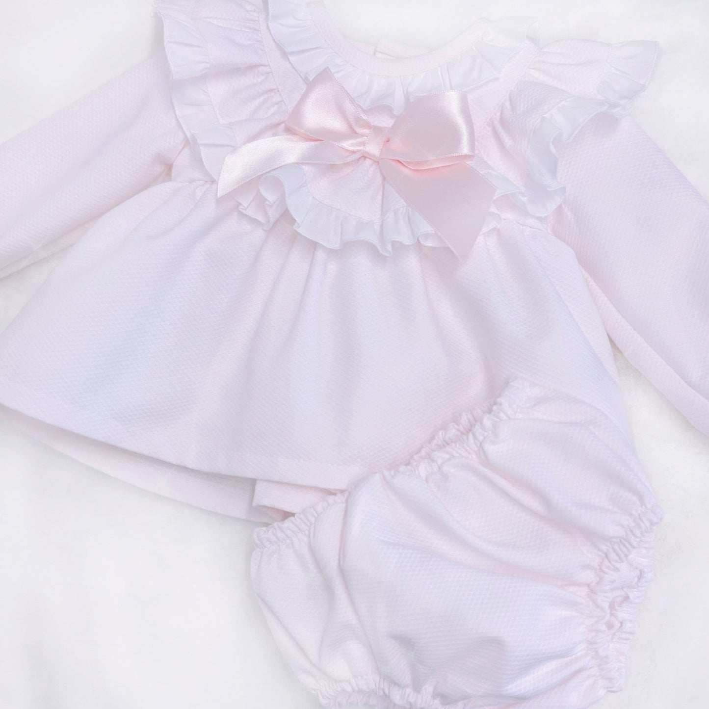 *SALE* Baby Girl Pink Waffle Frilly Dress with Pants "MYDC2479"