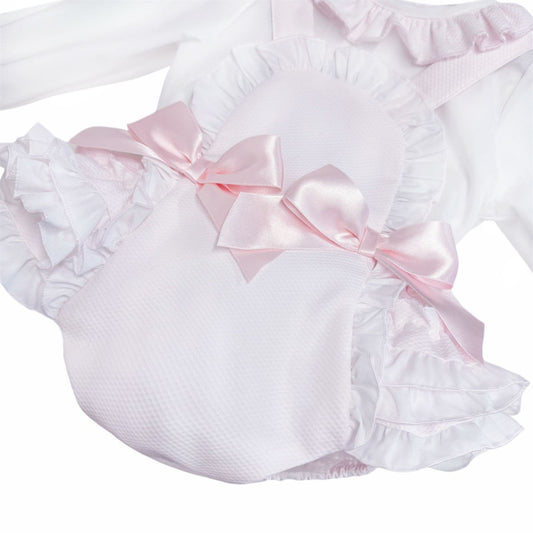 *SALE* Baby Girl Pink Waffle Frilly Romper with Shirt "MYDC2480"