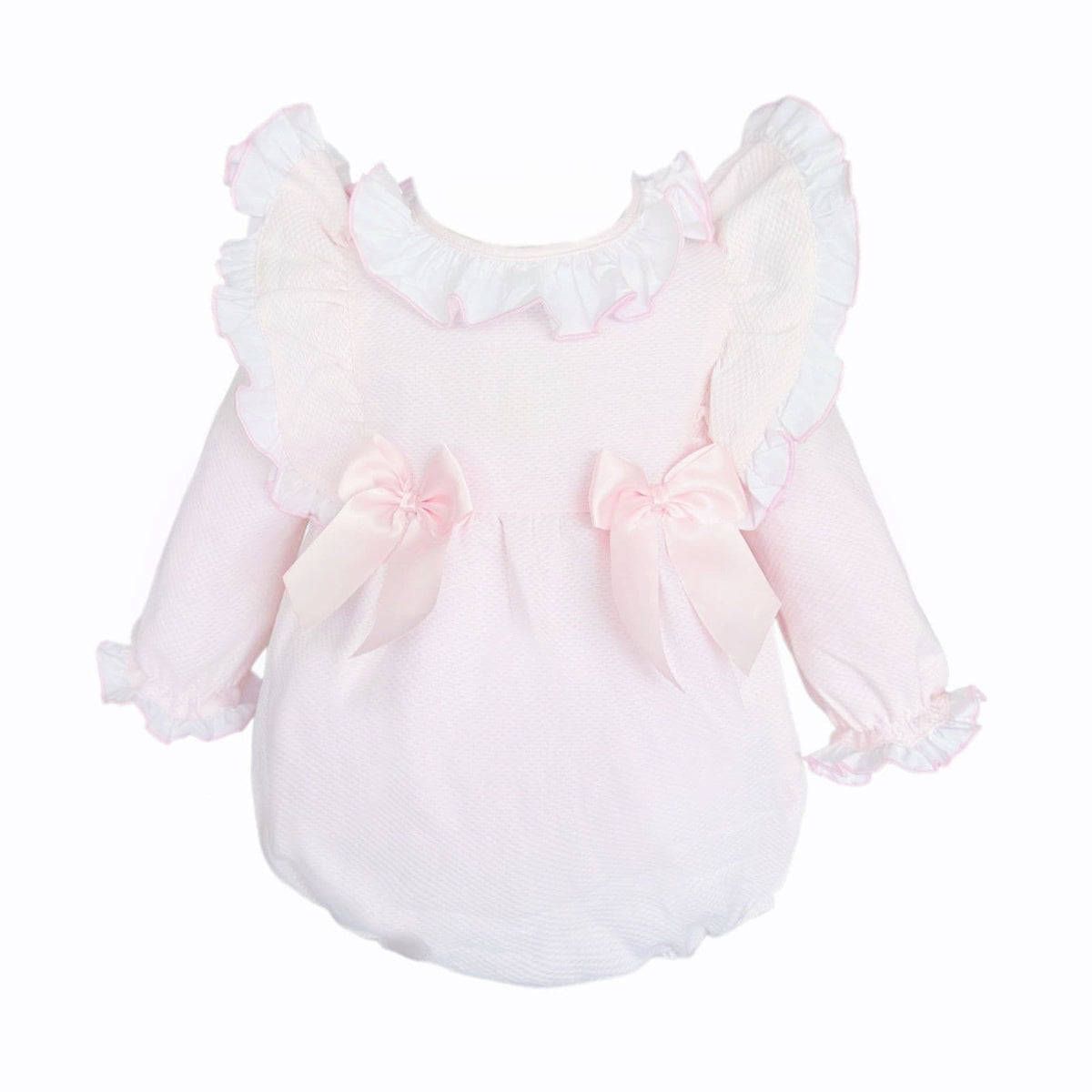 *SALE* Baby Girl Pink Waffle Frilly Shoulder Romper "2533"