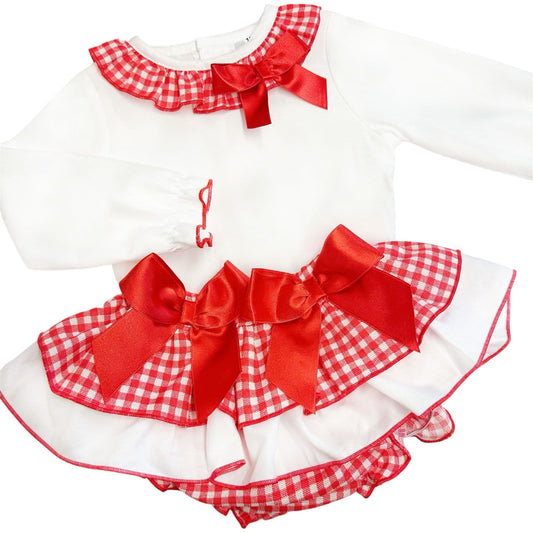 *SALE* Baby Girl Red Checked Frilly Skirt with Top "MYD823"