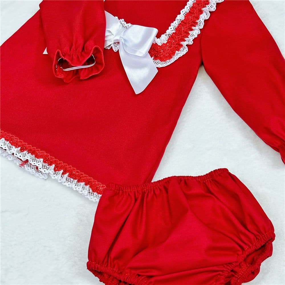 *SALE* Baby Girl Red Cotton Dress with Pants "MYD2374"