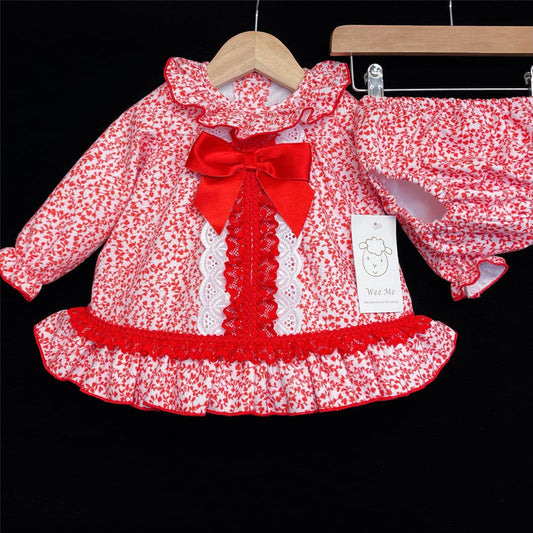 *SALE* Baby Girl Red Floral Waffle Dress with Pants "MYD501 R"