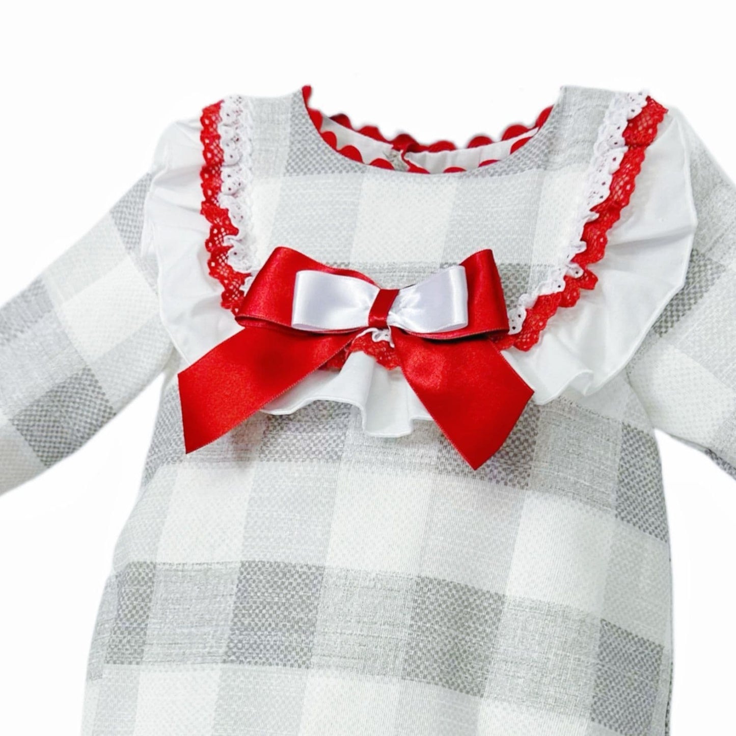*SALE* Baby Girl Red Grey Checked Romper "MYDC2472"