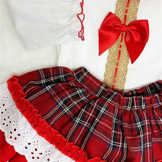 *SALE* Baby Girl Red Tartan Skirt with Shirt "2060 Red"