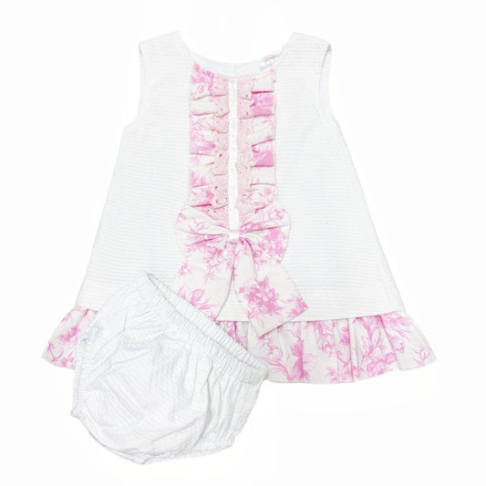 *SALE* Baby Girl Waffle Dress Floral Details with Pants "2503"