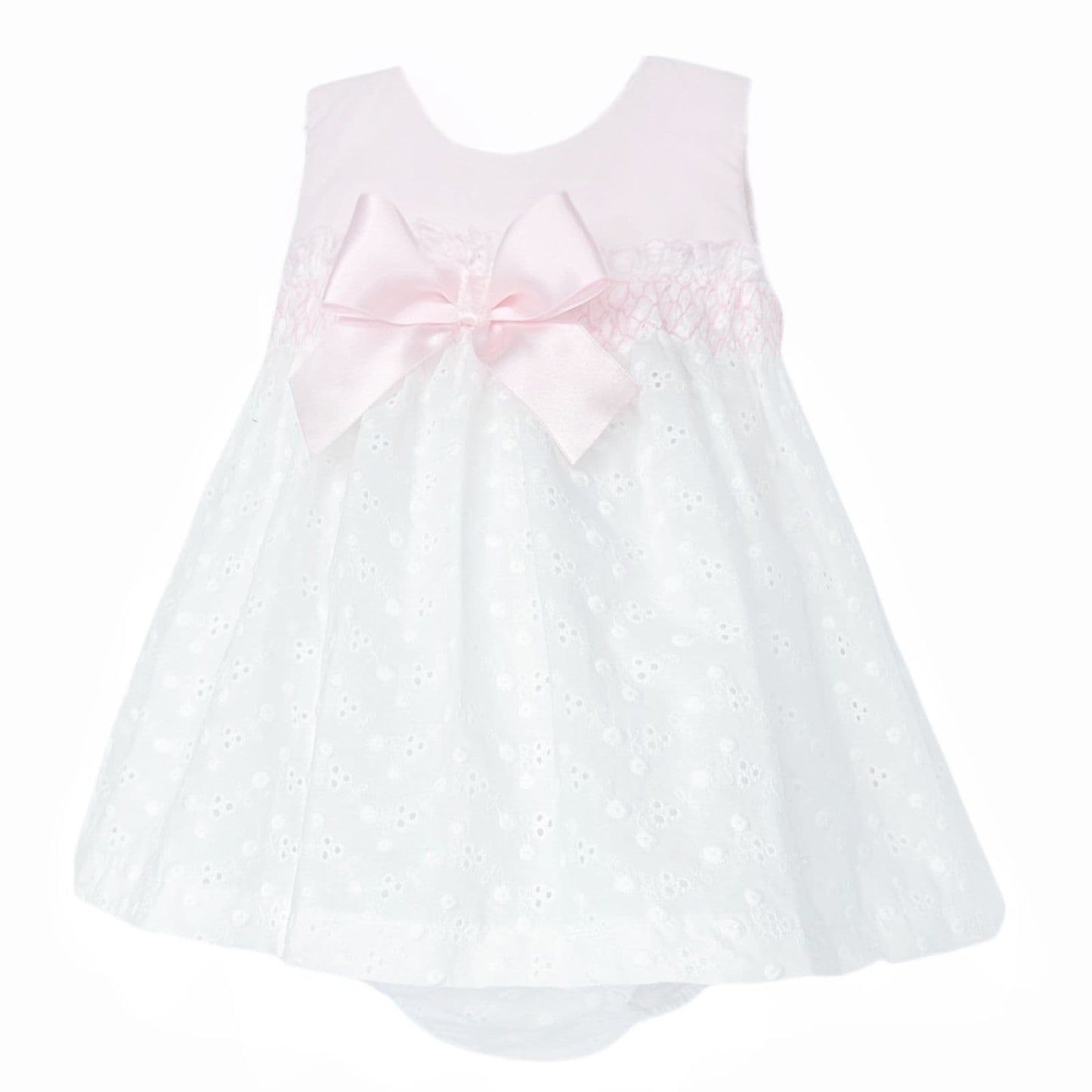 *SALE* Baby Girl White Embroidery Smock Dress with Pants "MYD25055"
