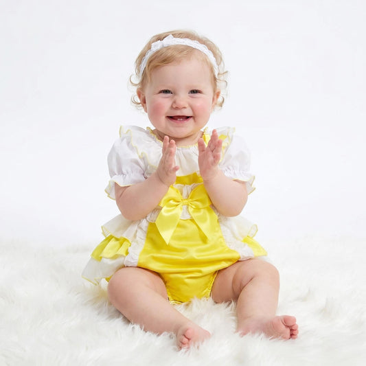 *SALE* Baby Girl Yellow Cotton Frilly Romper with Top "2406Y"