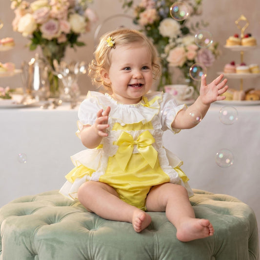 *SALE* Baby Girl Yellow Cotton Frilly Romper with Top "2406Y"