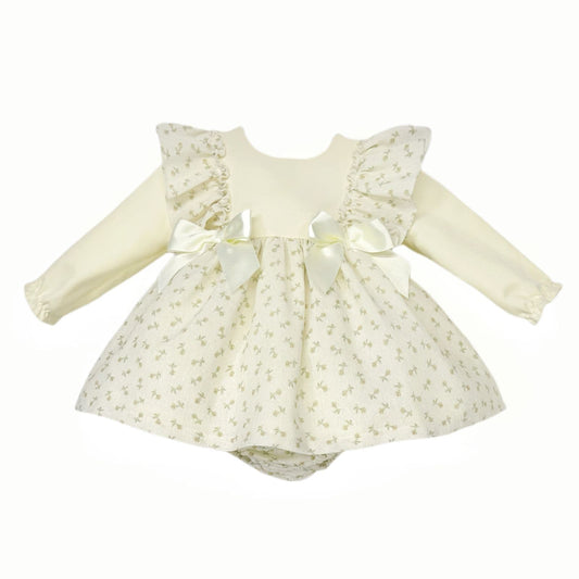 *SALE* Baby Girl Yellow Floral Frilly Shoulder Dress with Pants "MYD25218"