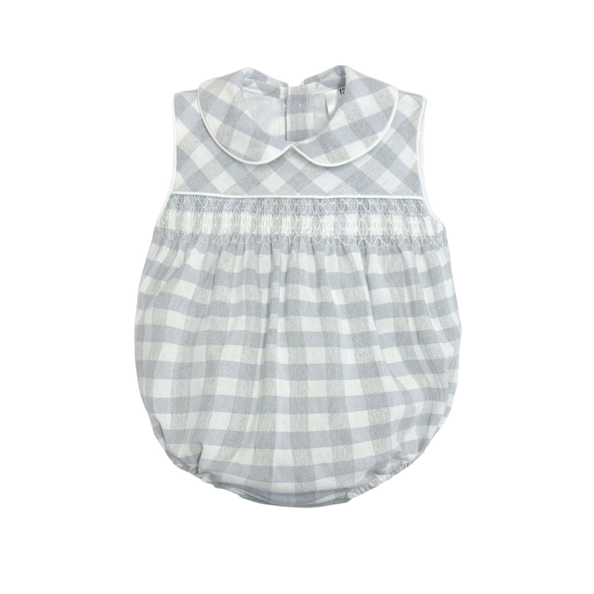 *SALE* Baby Unisex Grey Smock Checked Romper "MYD2418G"
