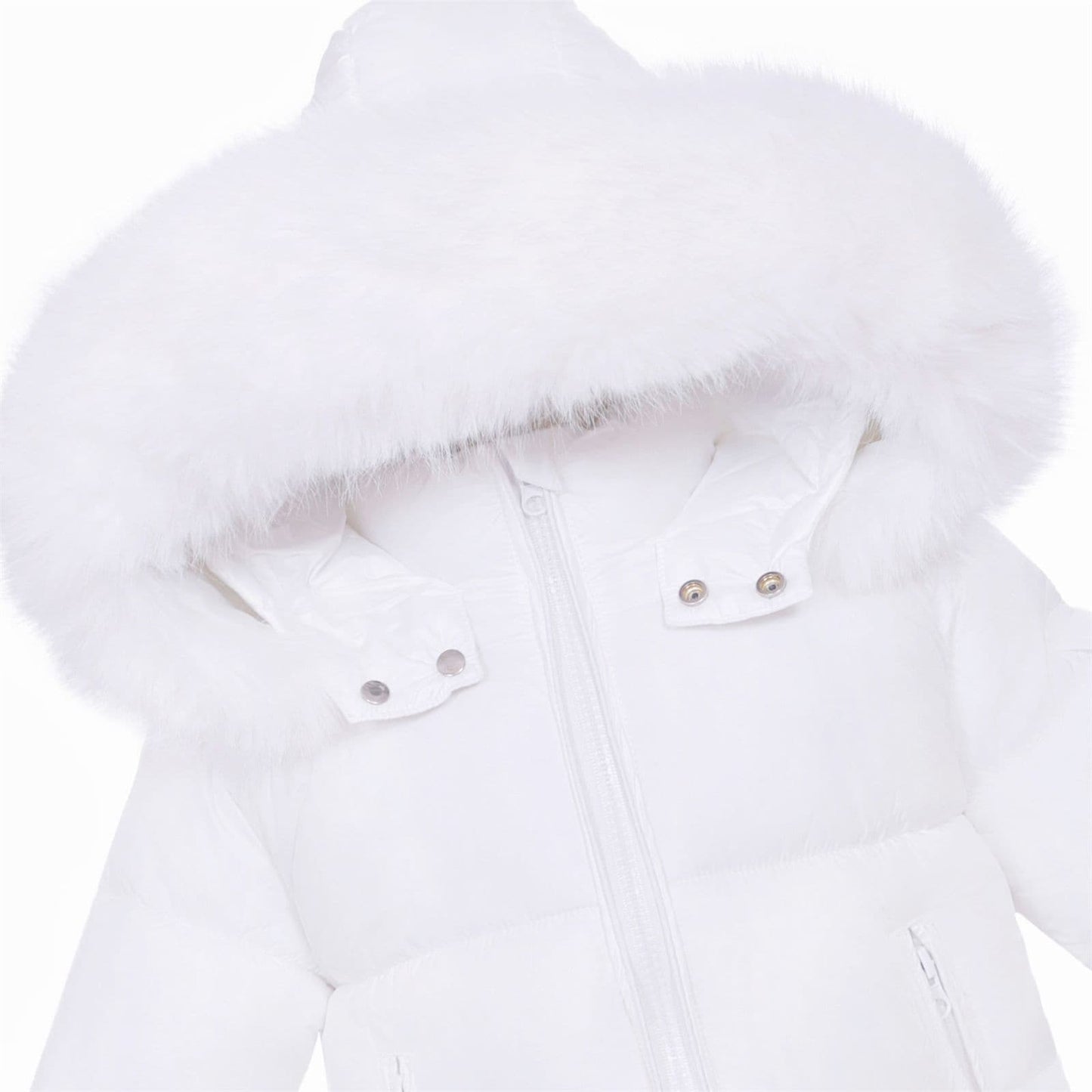 *SALE* Baby Unisex White Puffer Coat with Faux Fur Hood "MYD409W"
