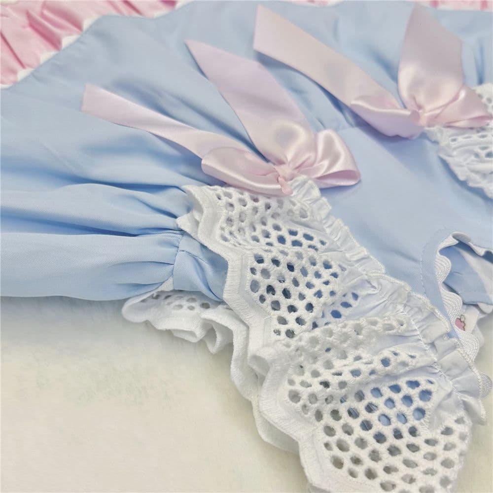 *SALE* Blue Puff Ball Dress Frilly Shoulder Satin Bows "2158 Blue"