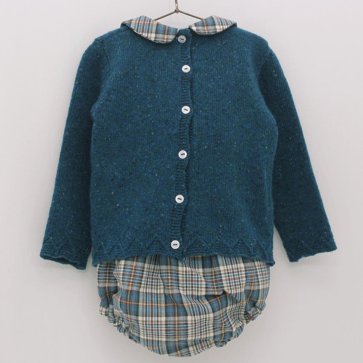 *SALE* FOQUE Baby Boys Petrol Blue Knitted Horse Top with Tartan Jam Pants "2324128"