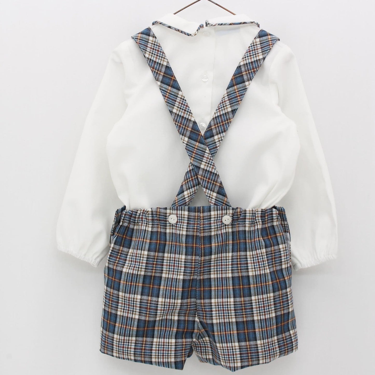*SALE* FOQUE Baby Boys Petrol Blue Tartan Shorts Set "2324130"