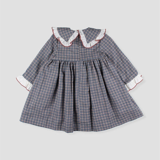 *SALE* FOQUE Baby Girls Dark Grey Checked Cotton Dress "2425222"