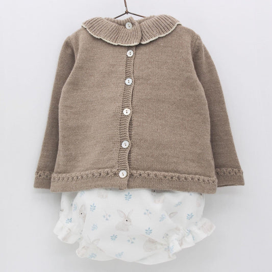 *SALE* FOQUE Baby Girls Taupe Knitted Bunny Top with Bloomers "2324107"